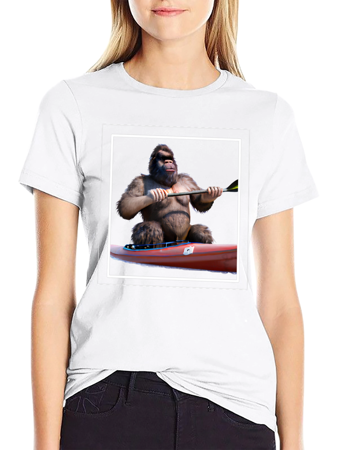 Black Gorilla Kayaking Graphic Tee - Black T-Shirt view 9
