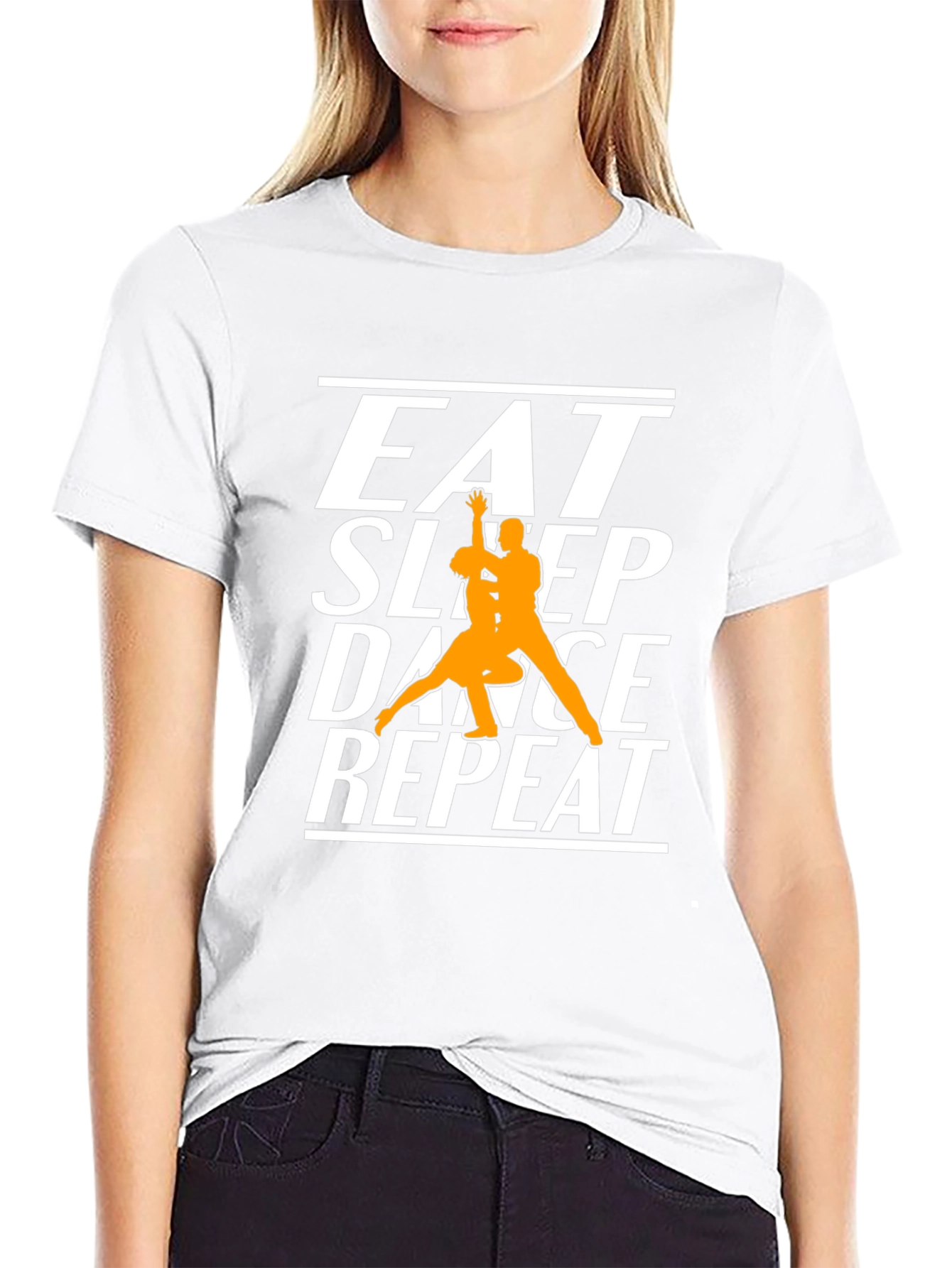 Black Eat Sleep Dance Repeat Black Graphic T-Shirt view 9