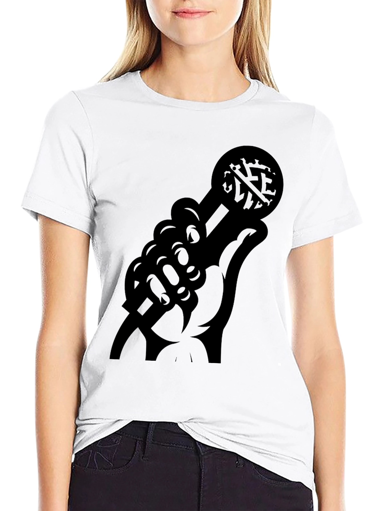 Black Graphic Microphone Hand T-Shirt - Black view 9