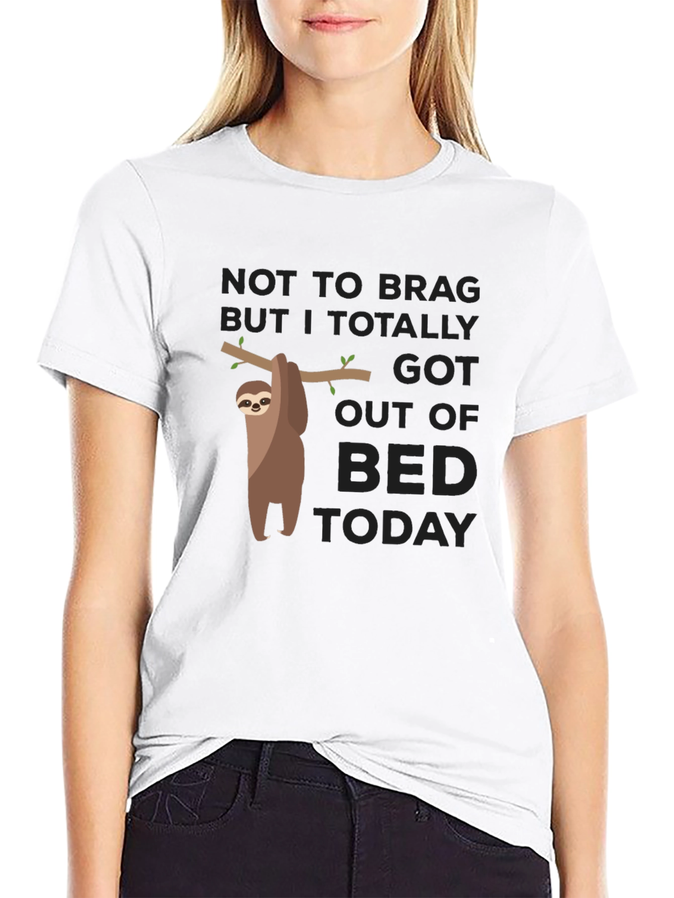 Black Funny Sloth Got Out Of Bed Today Black T-Shirt view 9