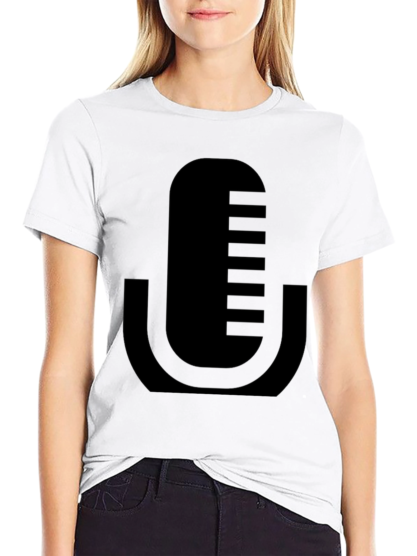 Black Modern Microphone Graphic T-Shirt - Black view 9