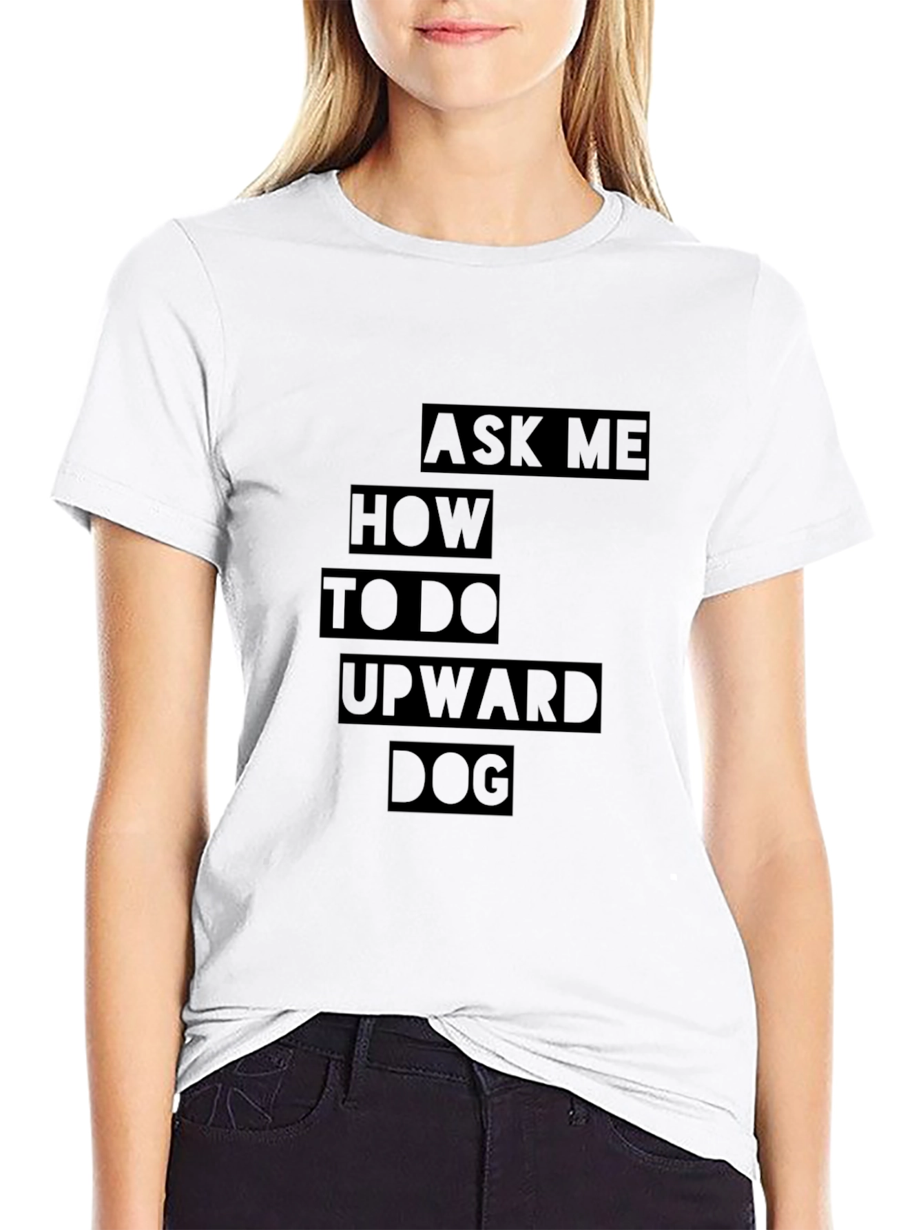 Black Yoga Pose T-Shirt - Ask Me About Upward Dog view 9