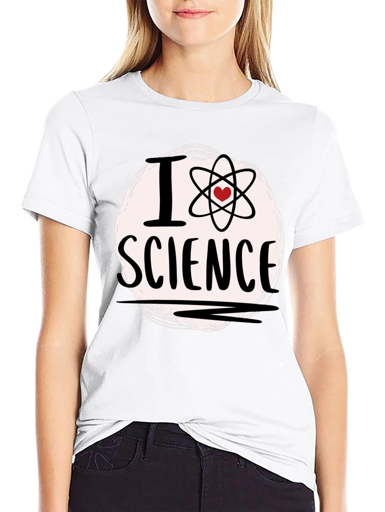 Black I Love Science T-Shirt - Atom Heart Design view 9