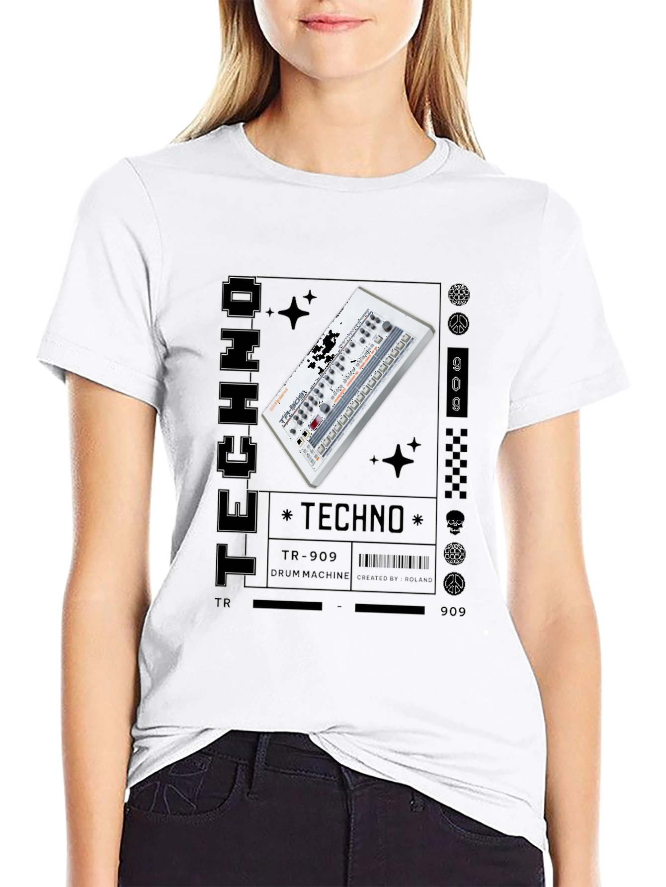 Black Techno Music Graphic T-Shirt view 9
