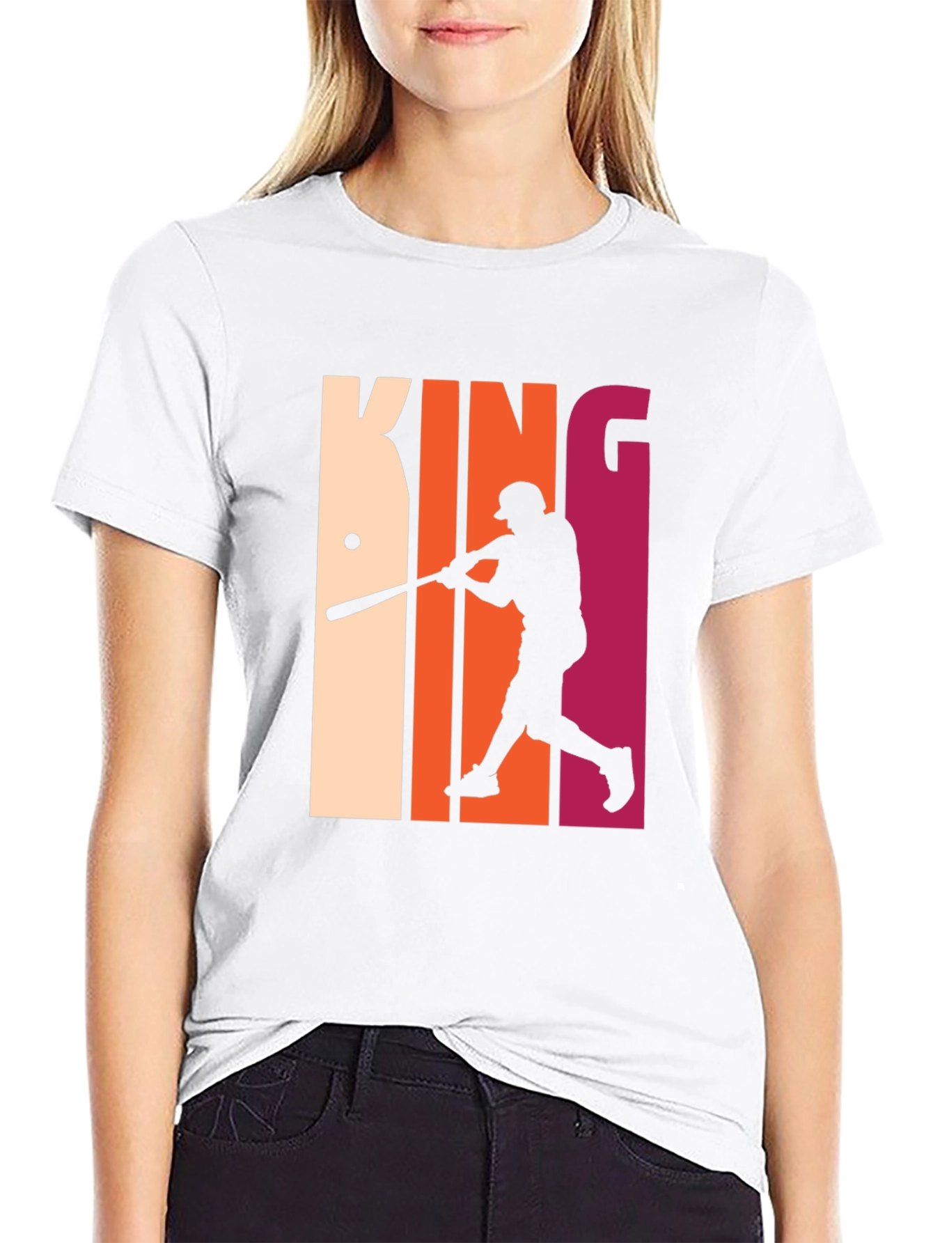 Black King Baseball Player Graphic T-Shirt view 9