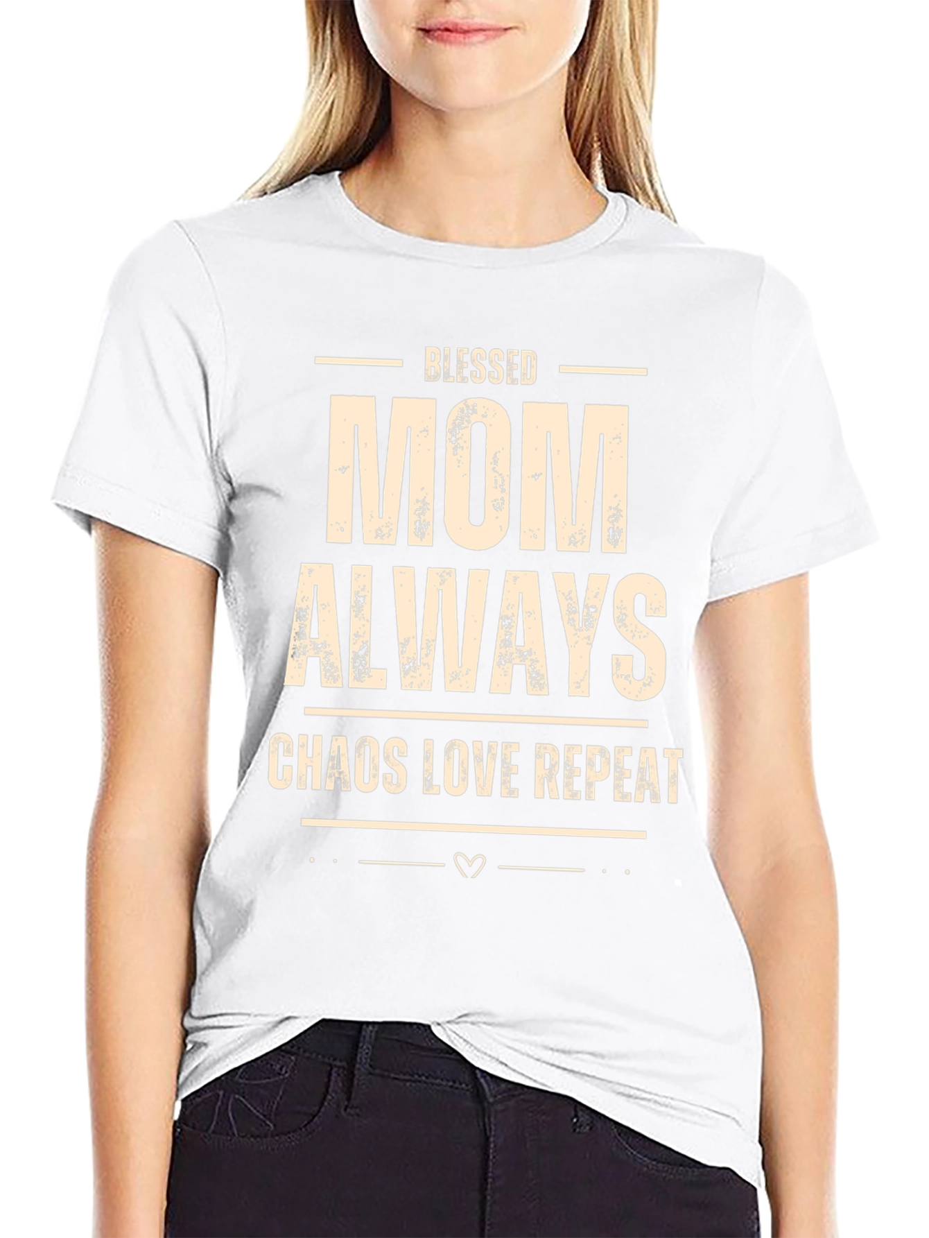 Black Blessed Mom Always Chaos Love Repeat T-Shirt view 9