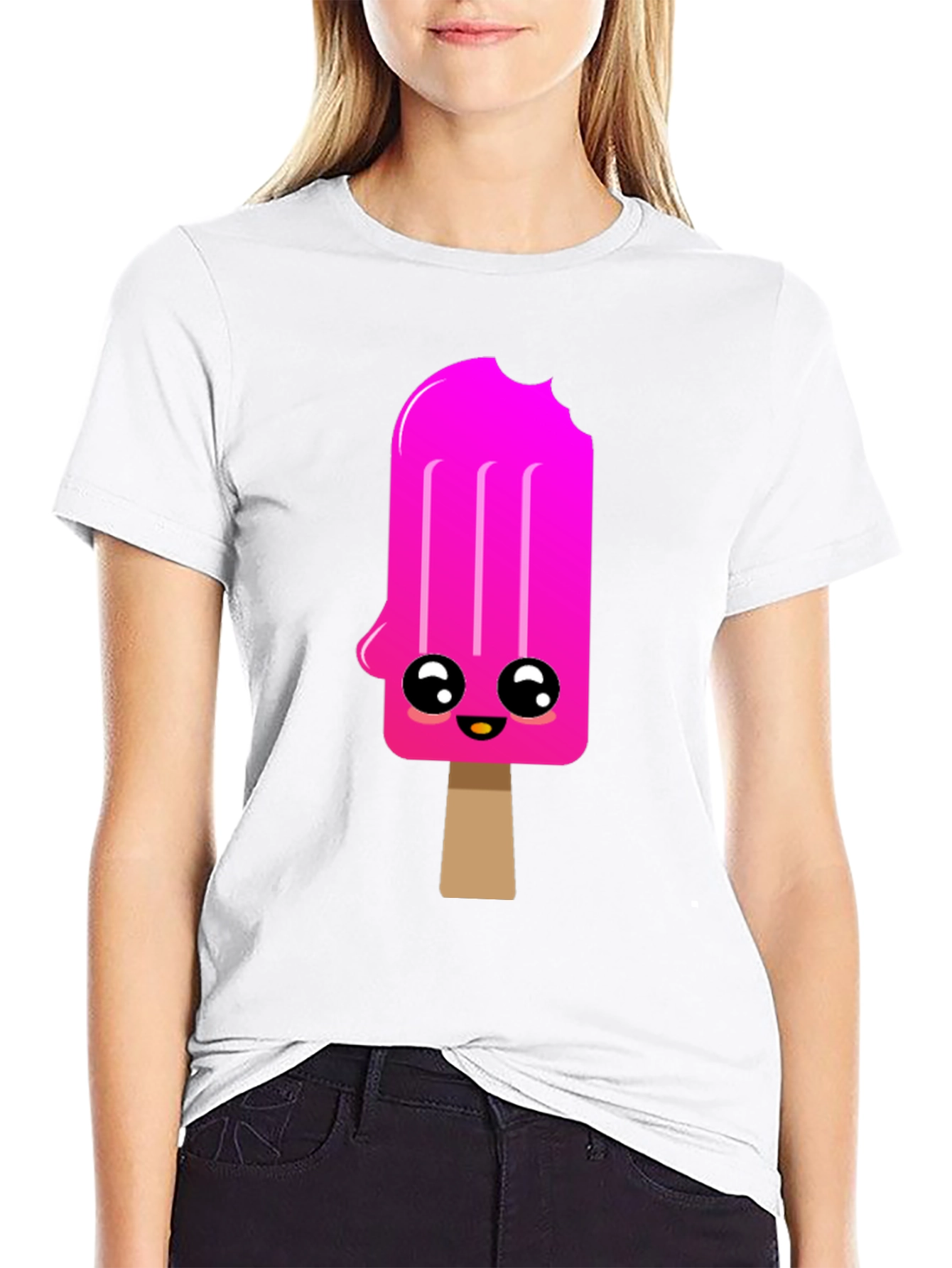 Black Kawaii Popsicle Graphic Tee - Black Cotton Blend Shirt view 9