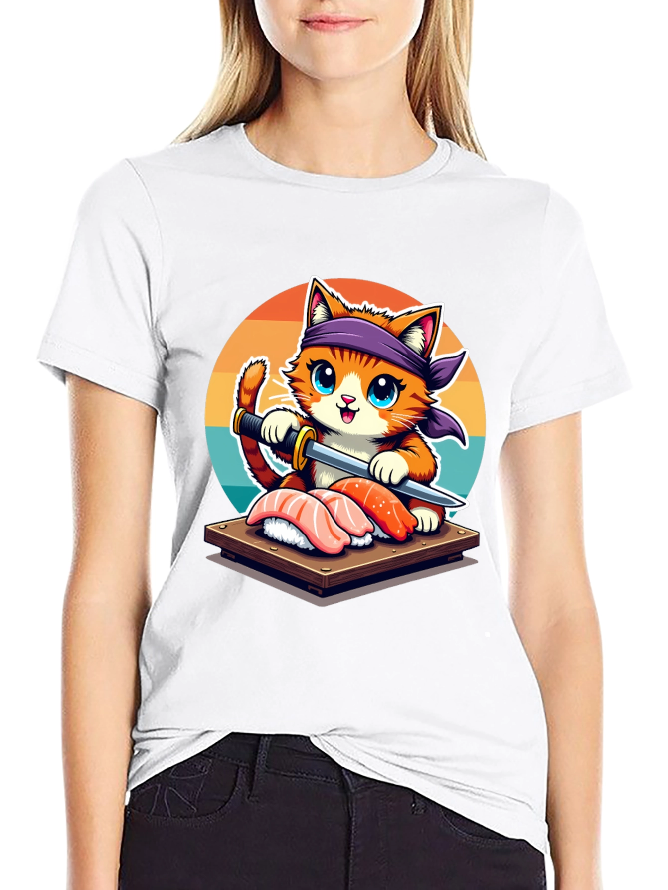 Black Sushi Cat T-Shirt - Cute Japanese Style Tee view 9