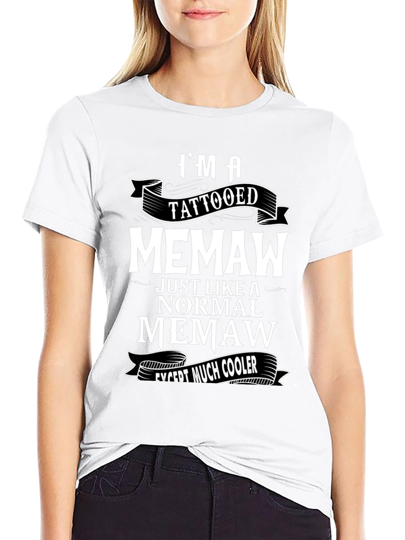 Black Tattooed Memaw Graphic T-Shirt - Cool Grandma Tee view 9