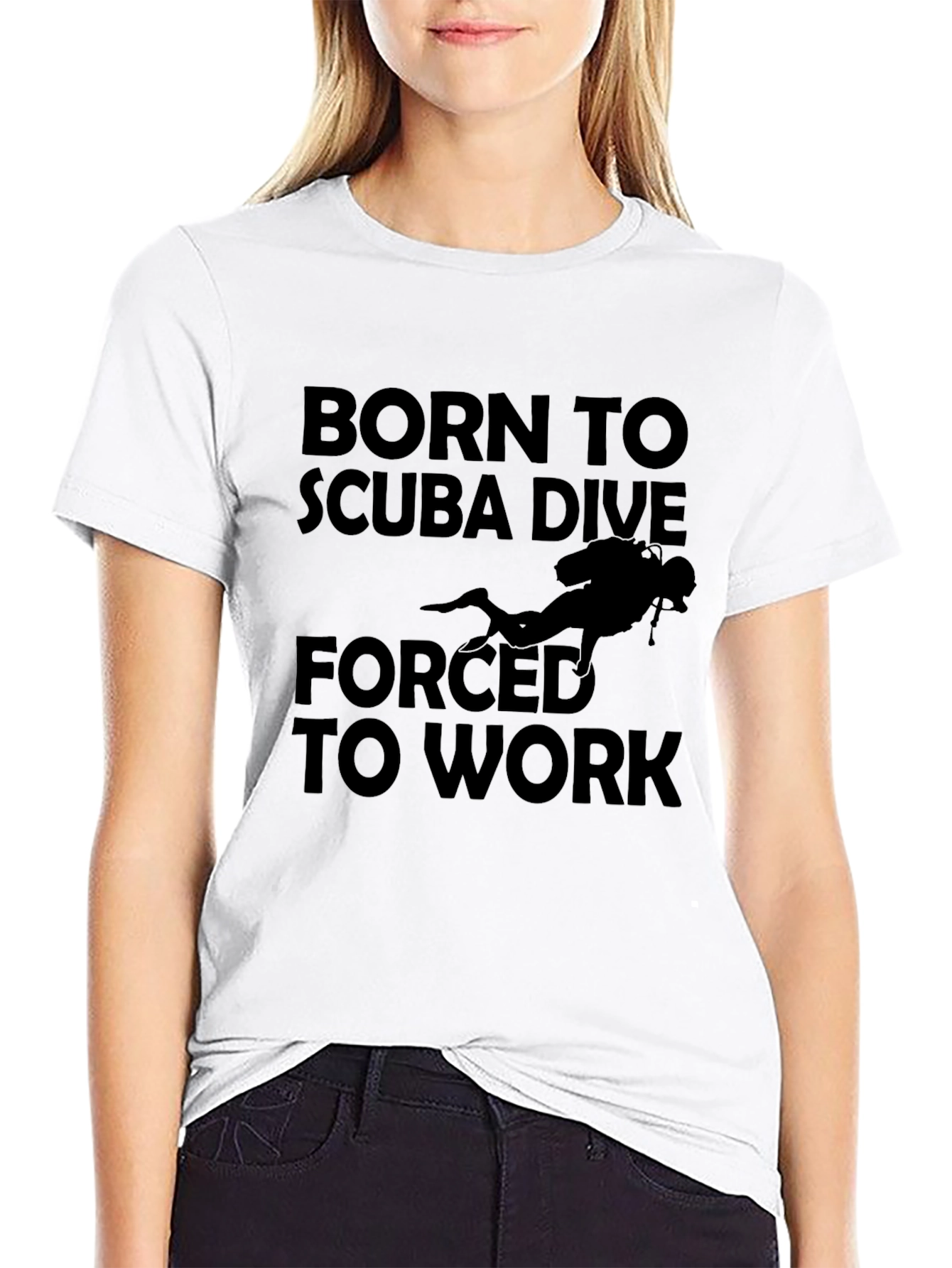 Black Scuba Dive T-Shirt - Born to Dive, Forced to Work view 9