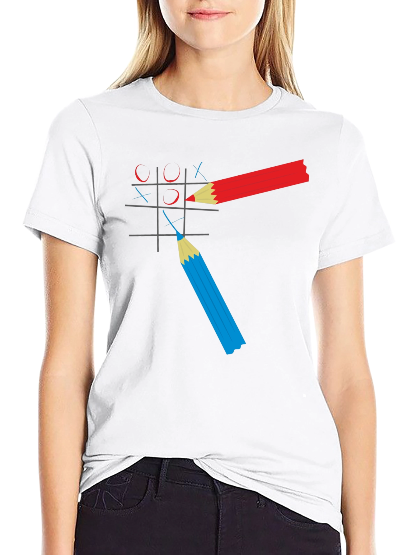 Black Tic-Tac-Toe Graphic Tee - Pencil Game T-Shirt view 9