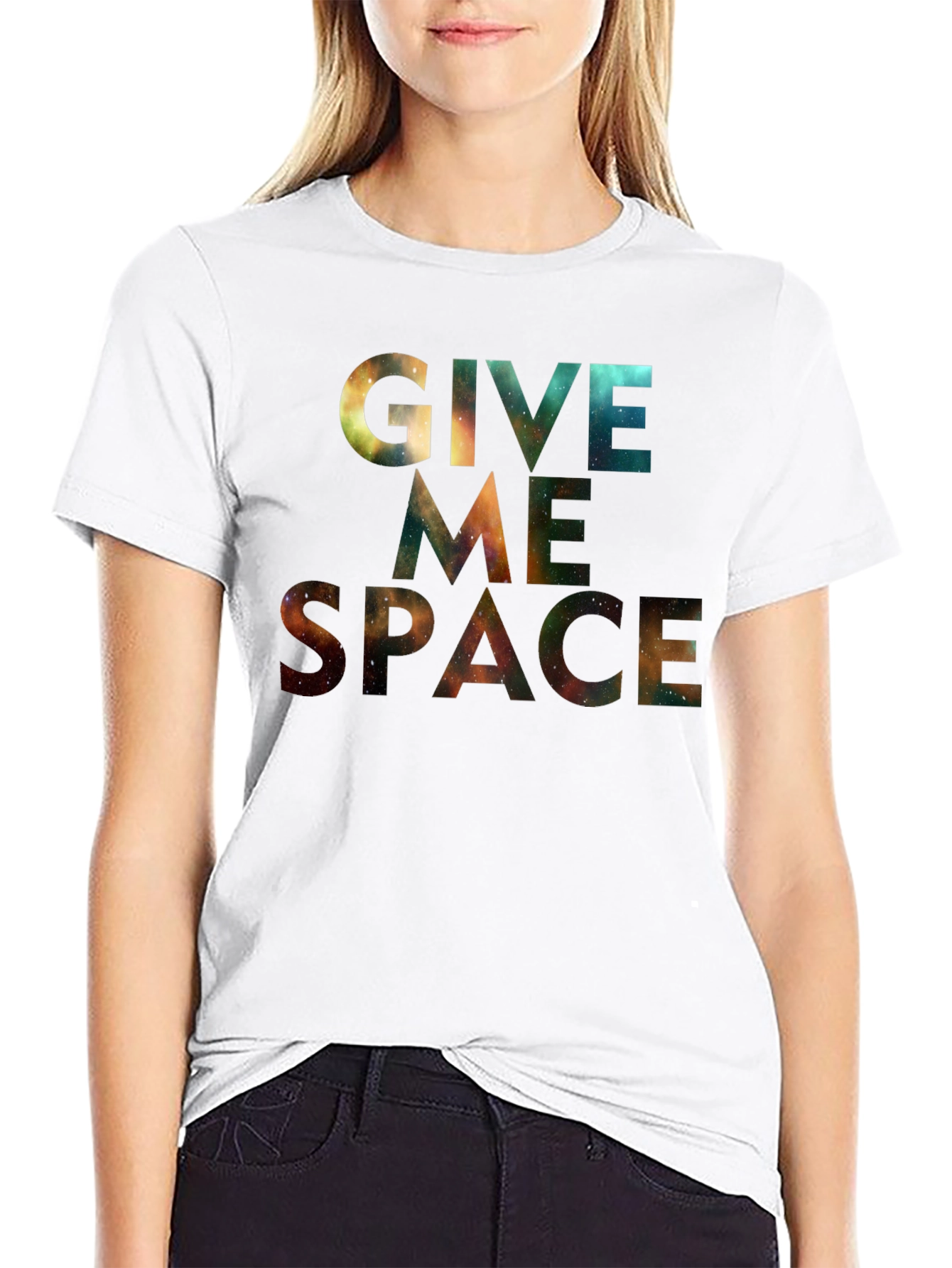 Black Give Me Space T-Shirt - Galaxy Print Tee view 9