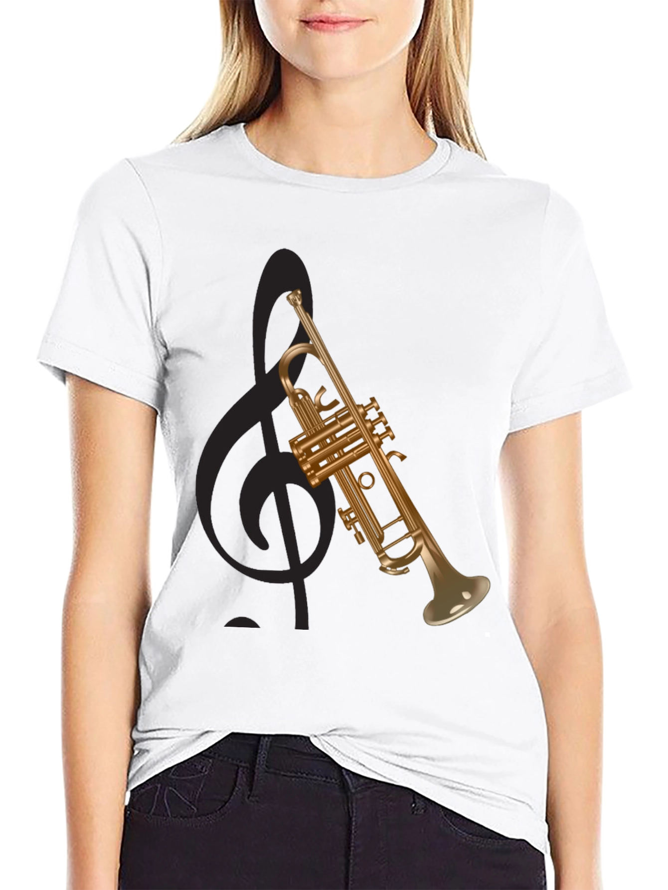 Black Trumpet Graphic Tee - Musical Instrument T-Shirt view 9