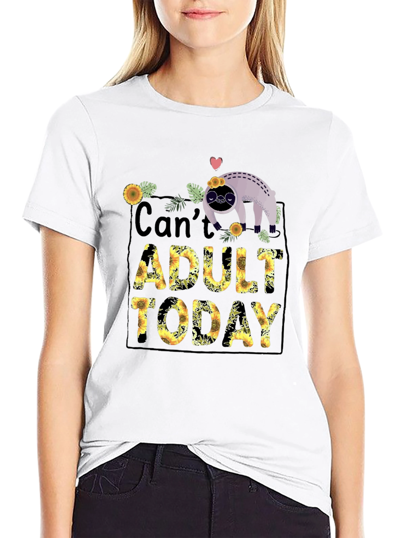 Black Can't Adult Today Sloth Graphic Tee view 9