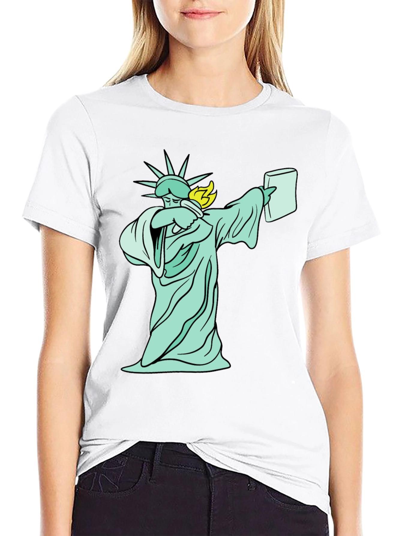 Black Dabbing Statue of Liberty T-Shirt - Funny Design view 9