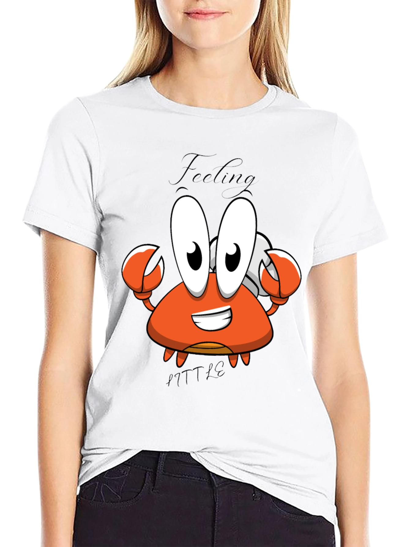 Black Feeling A Little Crabby T-Shirt - Cartoon Crab Tee view 9
