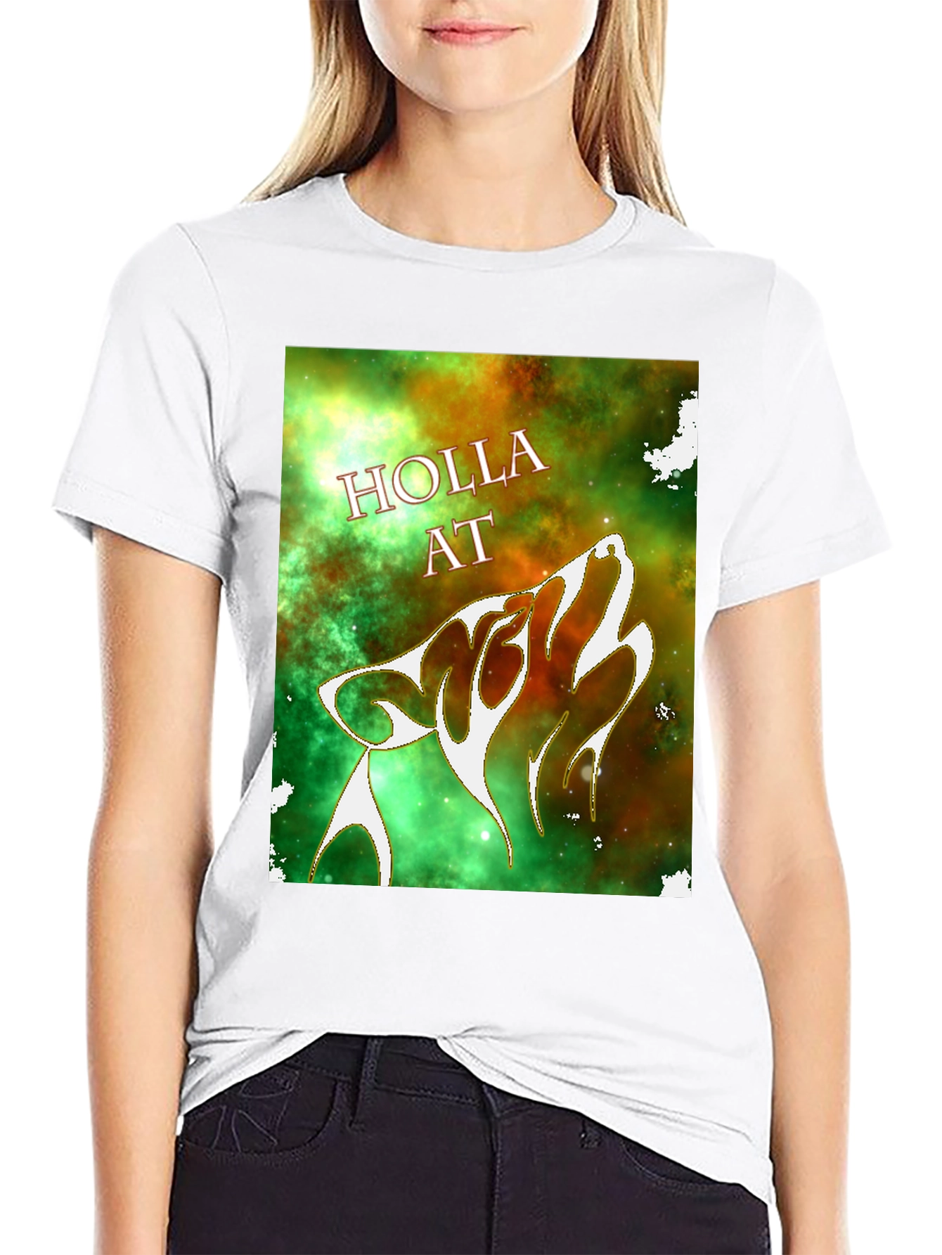Black Holla At Wolf Graphic T-Shirt - Black view 9