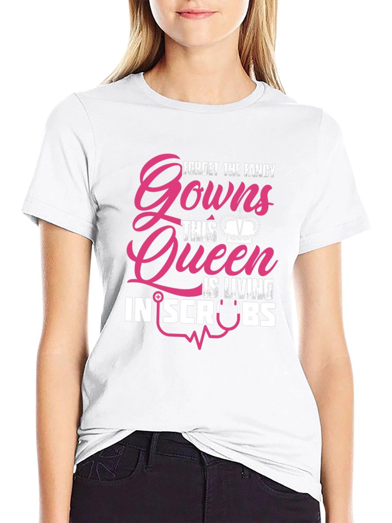 Black Queen Living in Scrubs Graphic T-Shirt view 9