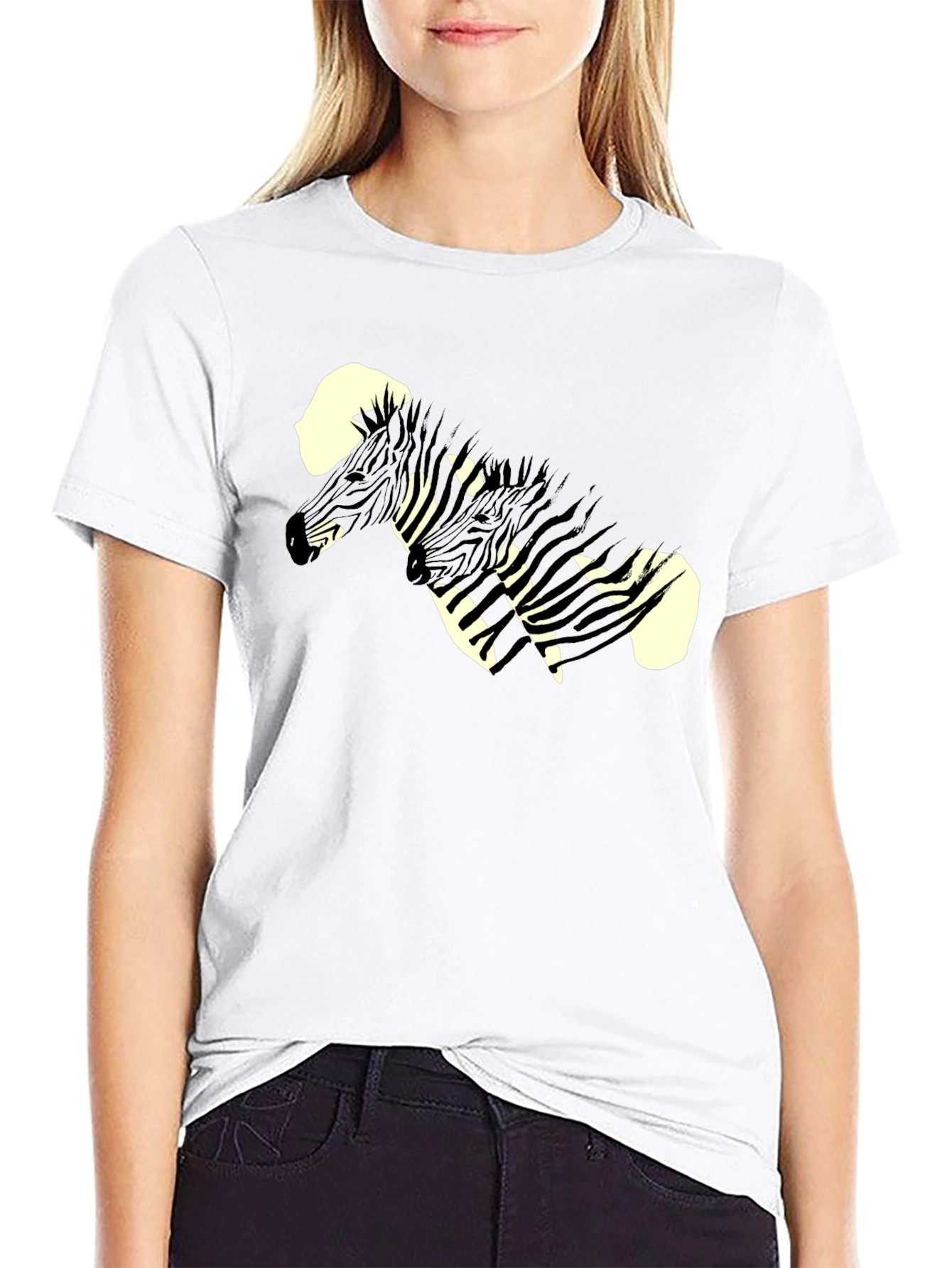 Black Zebra Graphic Print Black Tee view 9