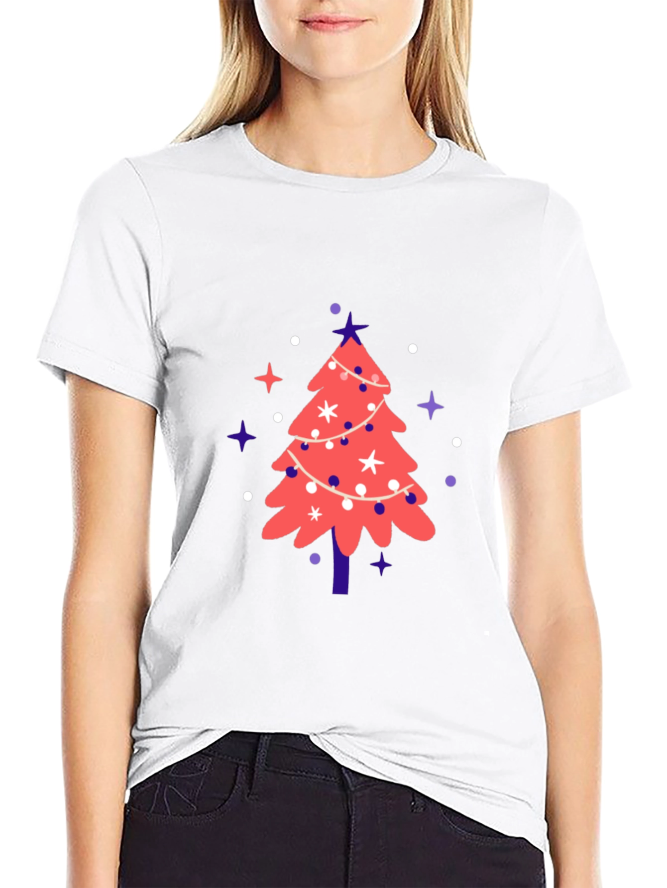 Black Festive Christmas Tree Graphic Tee view 9