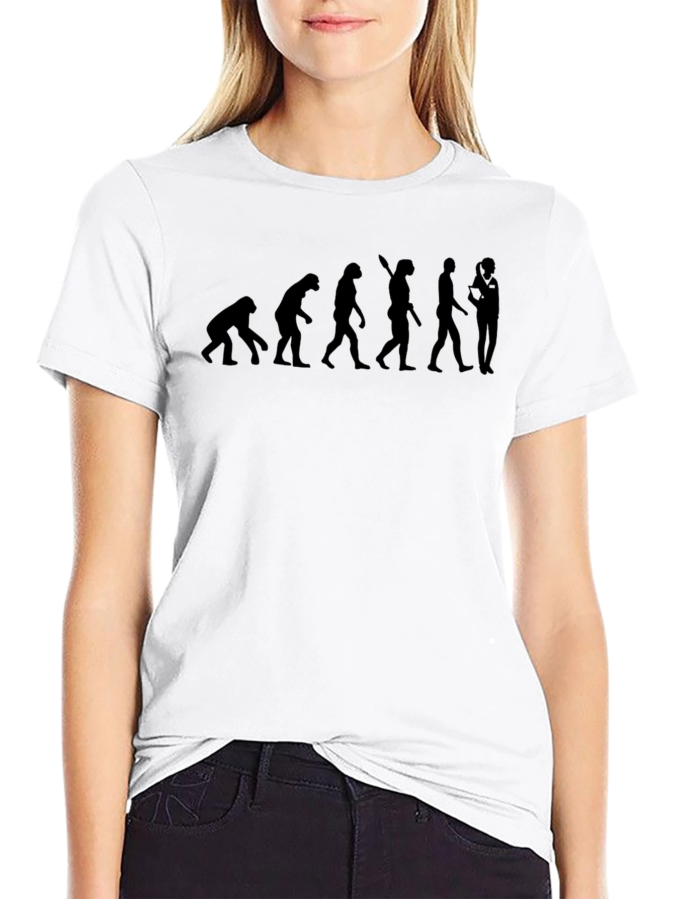 Black Evolution of Man T-Shirt - Black Novelty Tee view 9