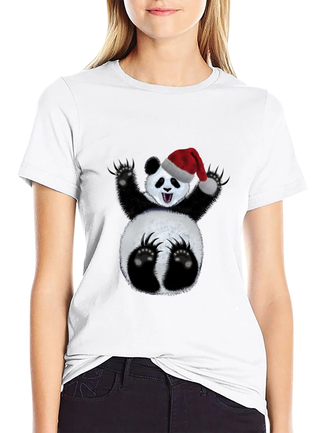Black Festive Panda T-Shirt - Holiday Cheer view 9