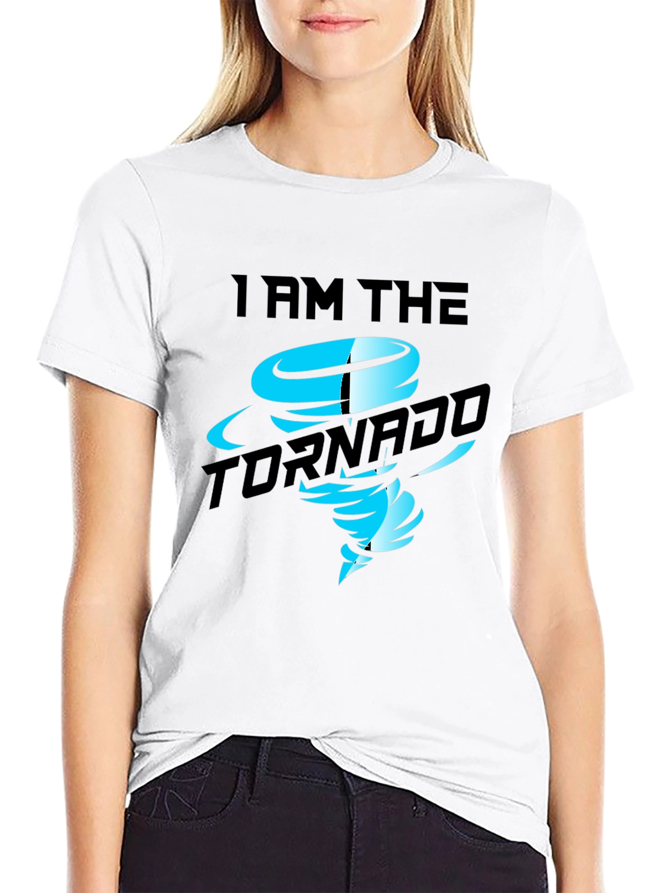 Black I am the Tornado Graphic Print Black T-Shirt view 9