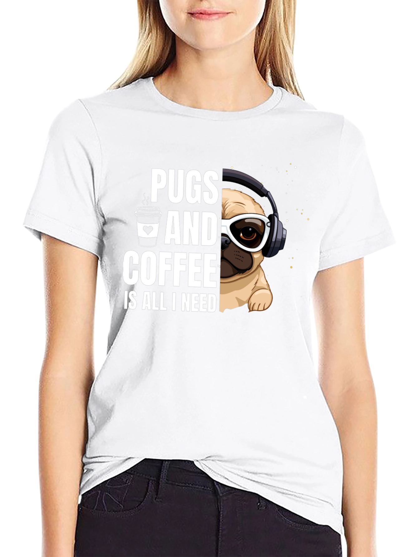 Black Pugs & Coffee Graphic Tee view 9