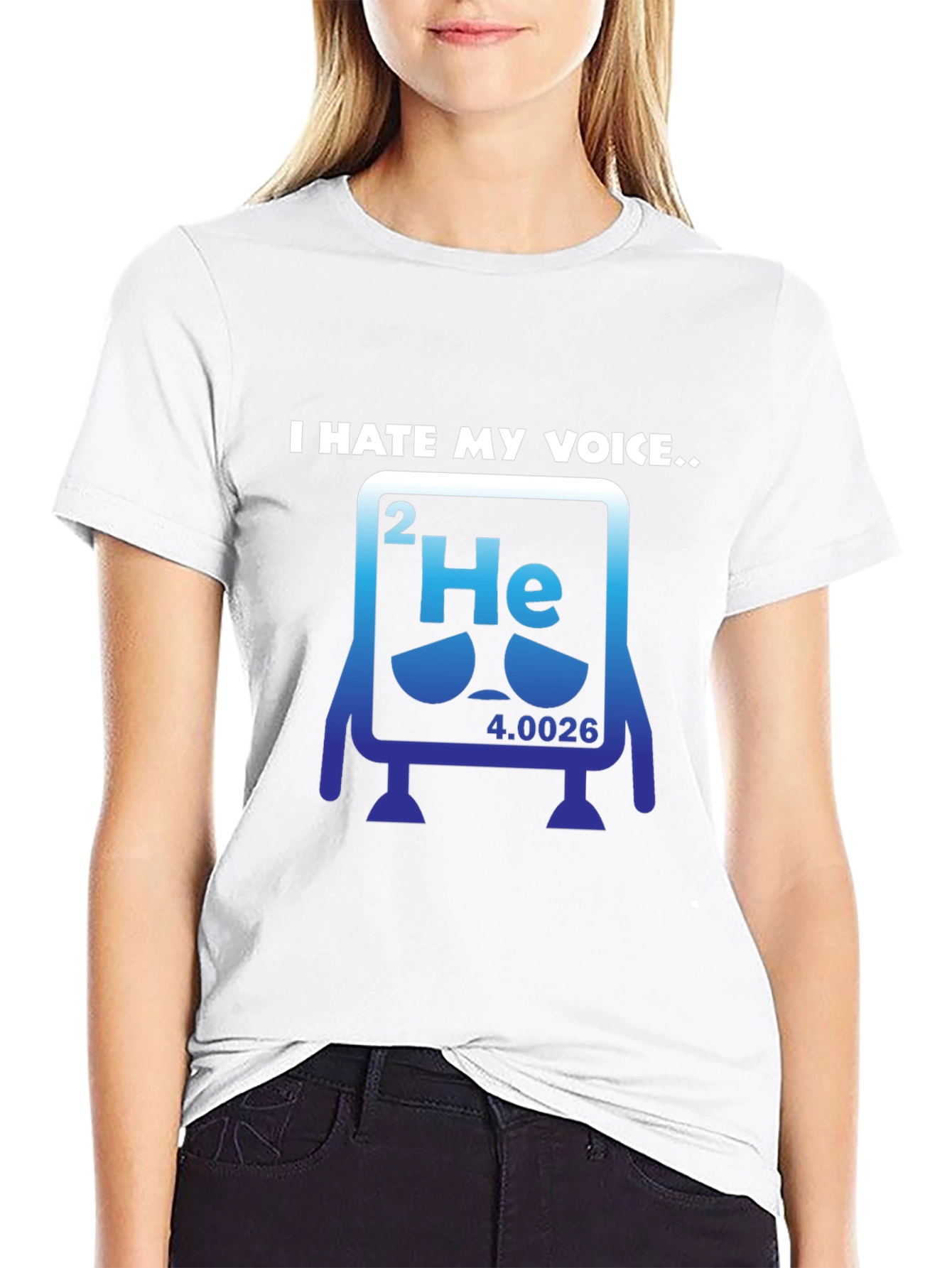 Black I Hate My Voice Helium Periodic Table Funny T-Shirt view 9