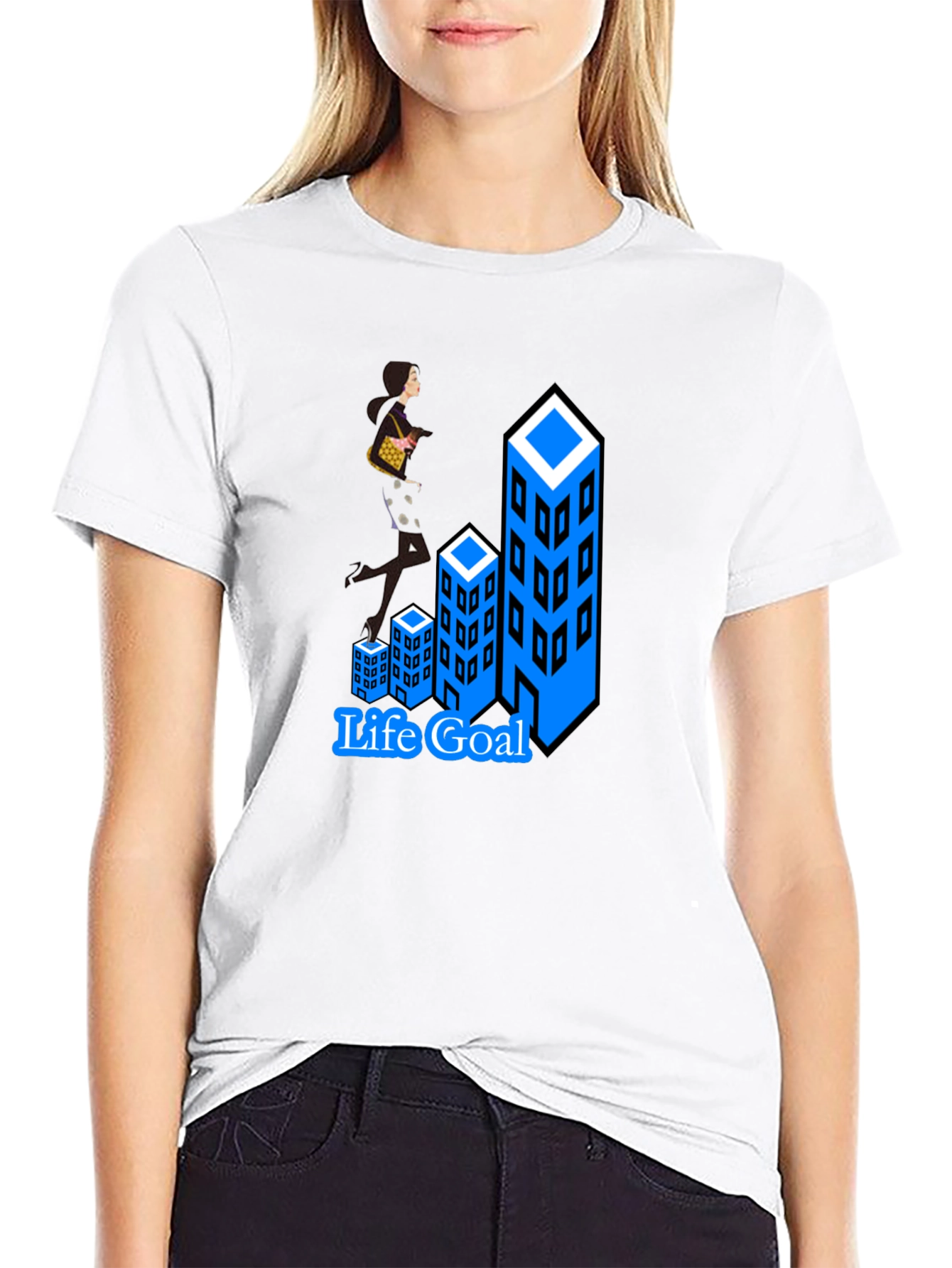 Black Life Goal T-Shirt: Career Woman Climbing Buildings view 9
