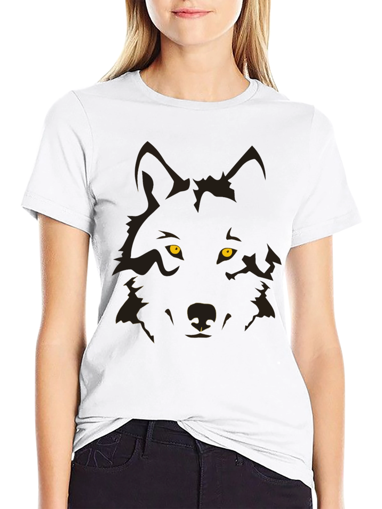 Black Wolf Graphic Print Black T-Shirt view 9