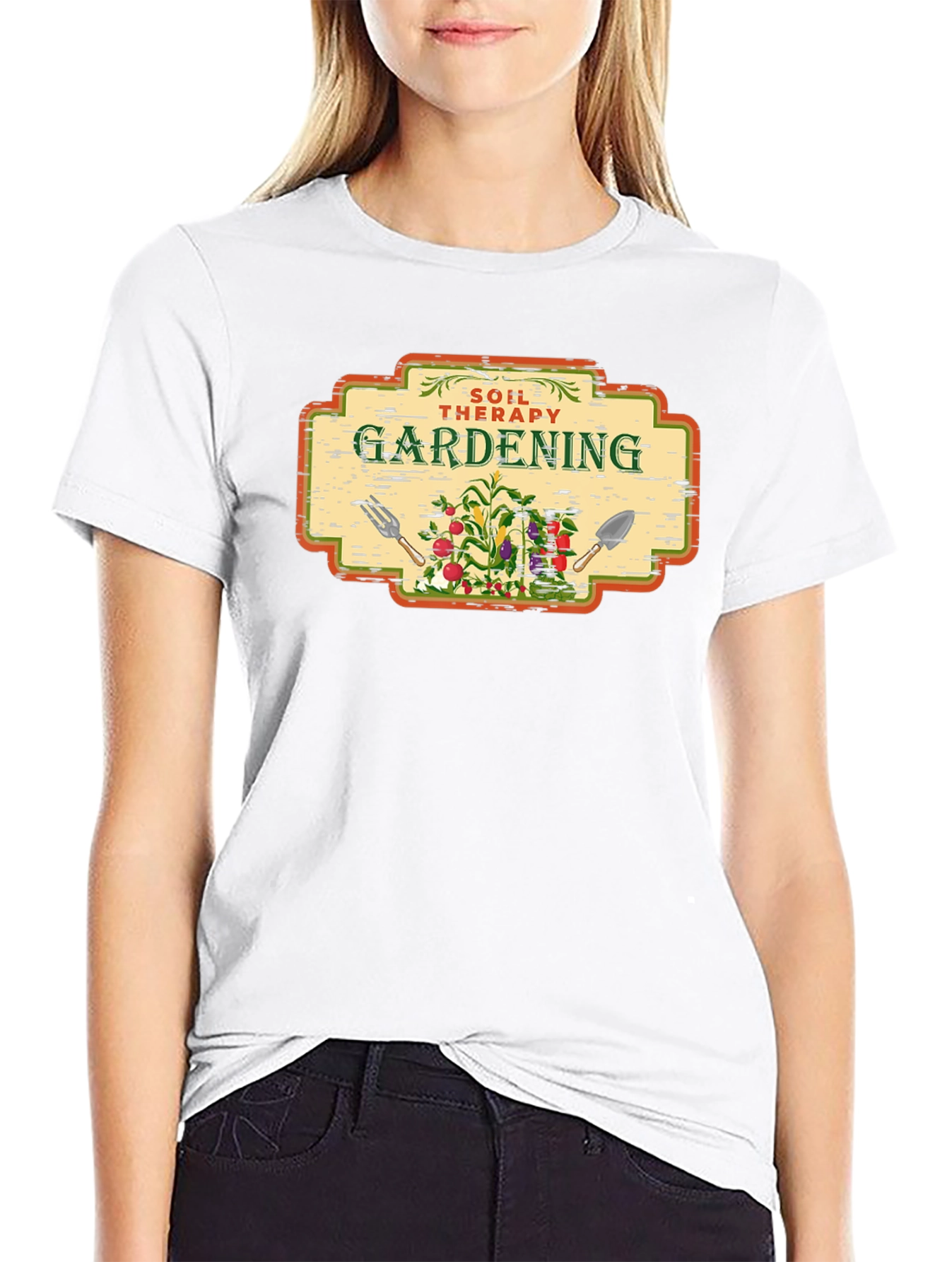 Black Gardening Soil Therapy T-Shirt view 9