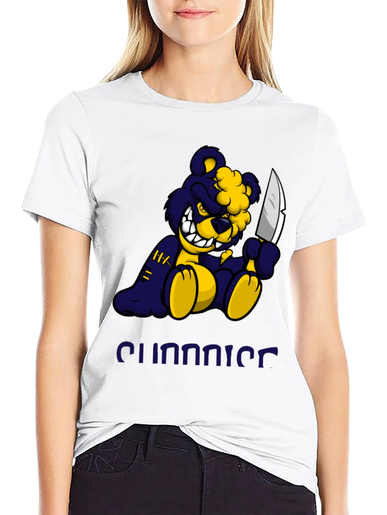 Black Men's Black Graphic Tee - Killer Bear Design view 9