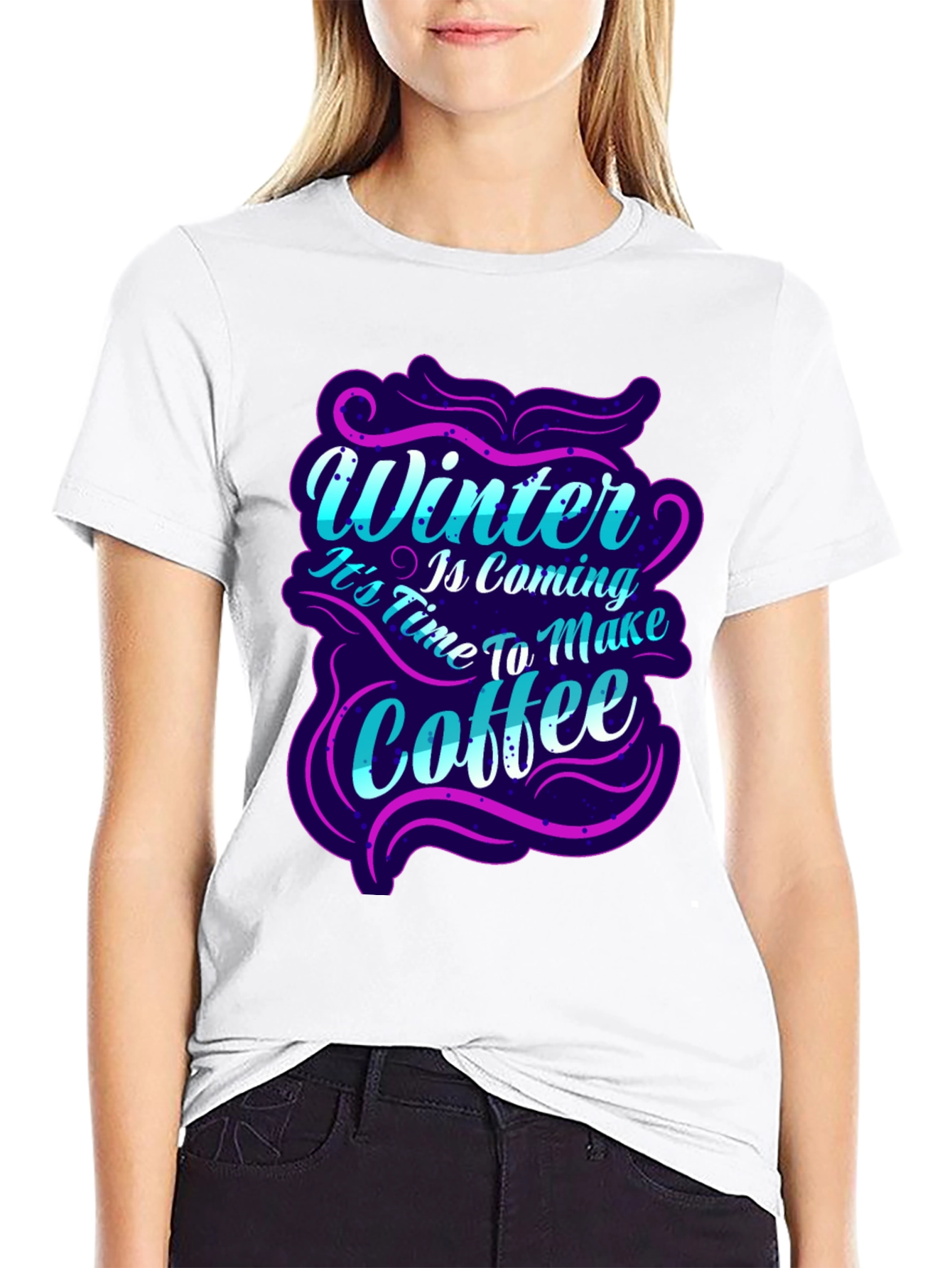 Black Winter Coffee T-Shirt - Festive Holiday Wear view 9