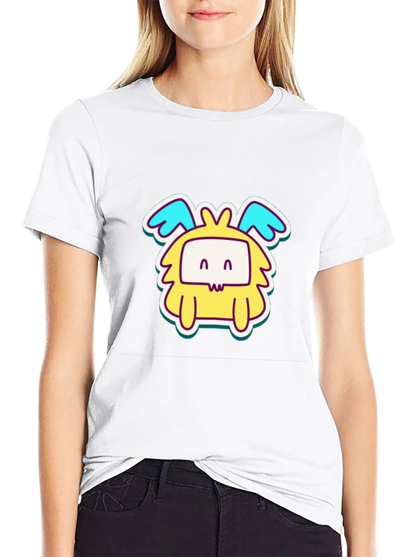 Black Cute Cartoon Monster Graphic T-Shirt view 9