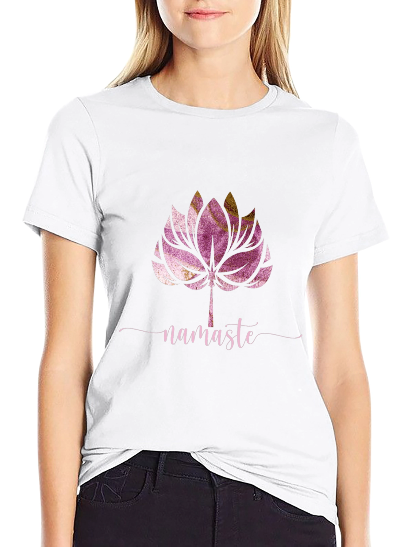 Black Namaste Lotus Graphic Tee - Yoga Inspired Design view 9
