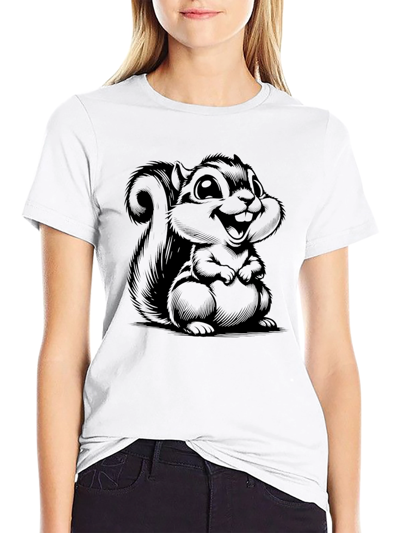 Black Squirrel Graphic T-Shirt - Black Cotton Tee view 9