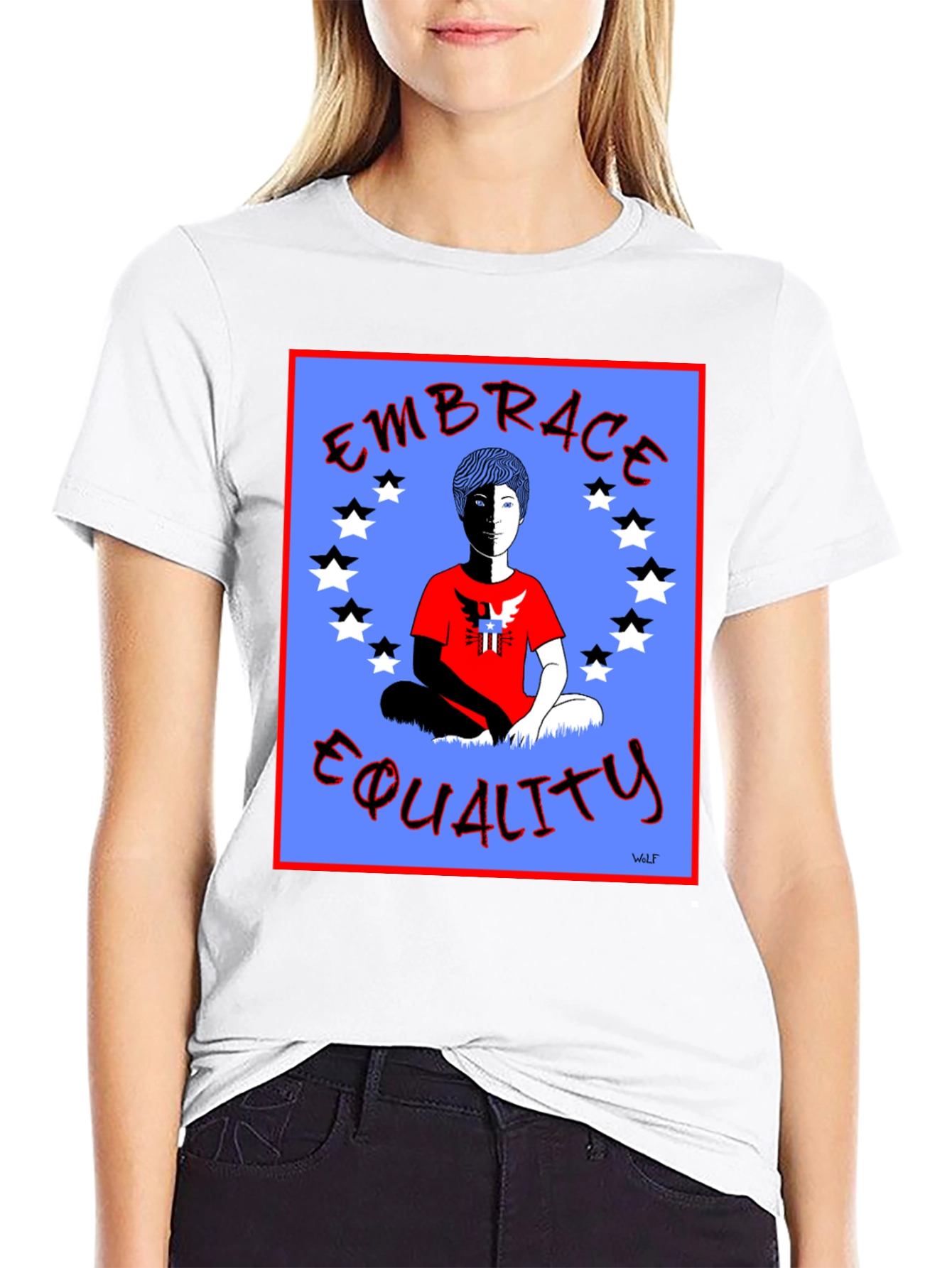 Black Embrace Equality Graphic Print Black T-Shirt view 9