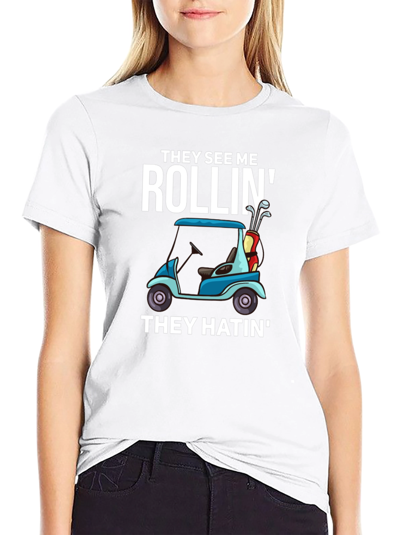 Black Rollin' Golf Cart T-Shirt view 9
