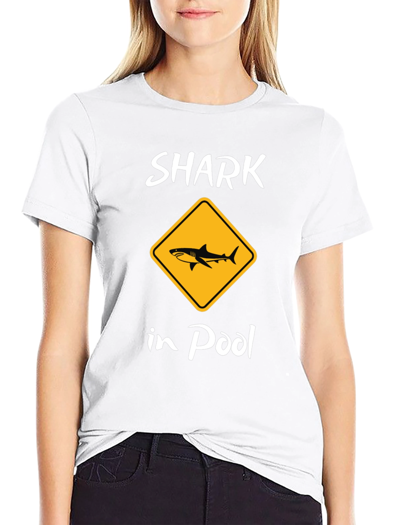 Black Shark in Pool Black Graphic T-Shirt view 9