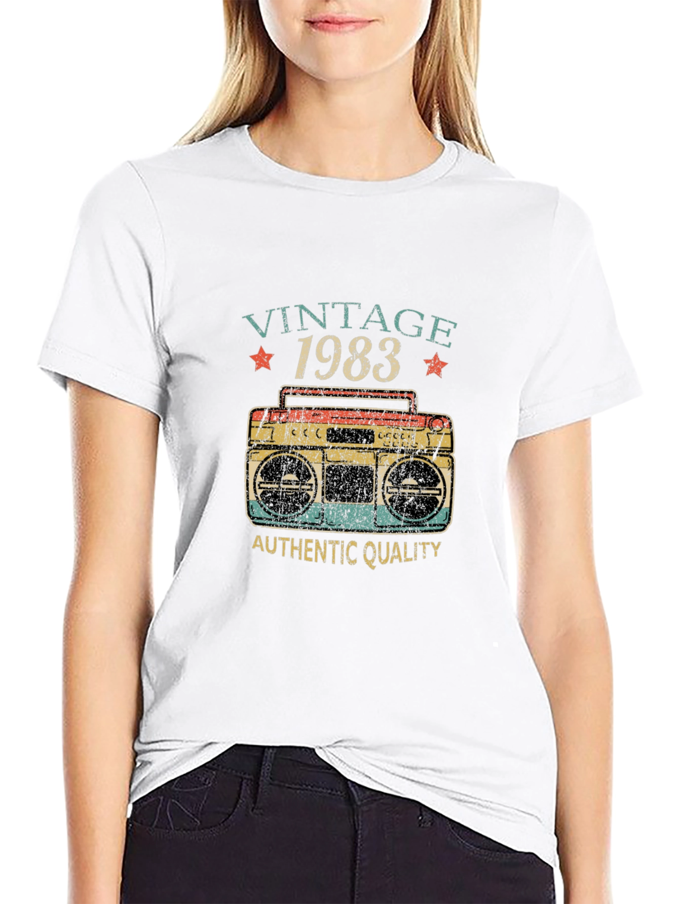 Black Vintage 1983 Boombox Graphic T-Shirt view 9