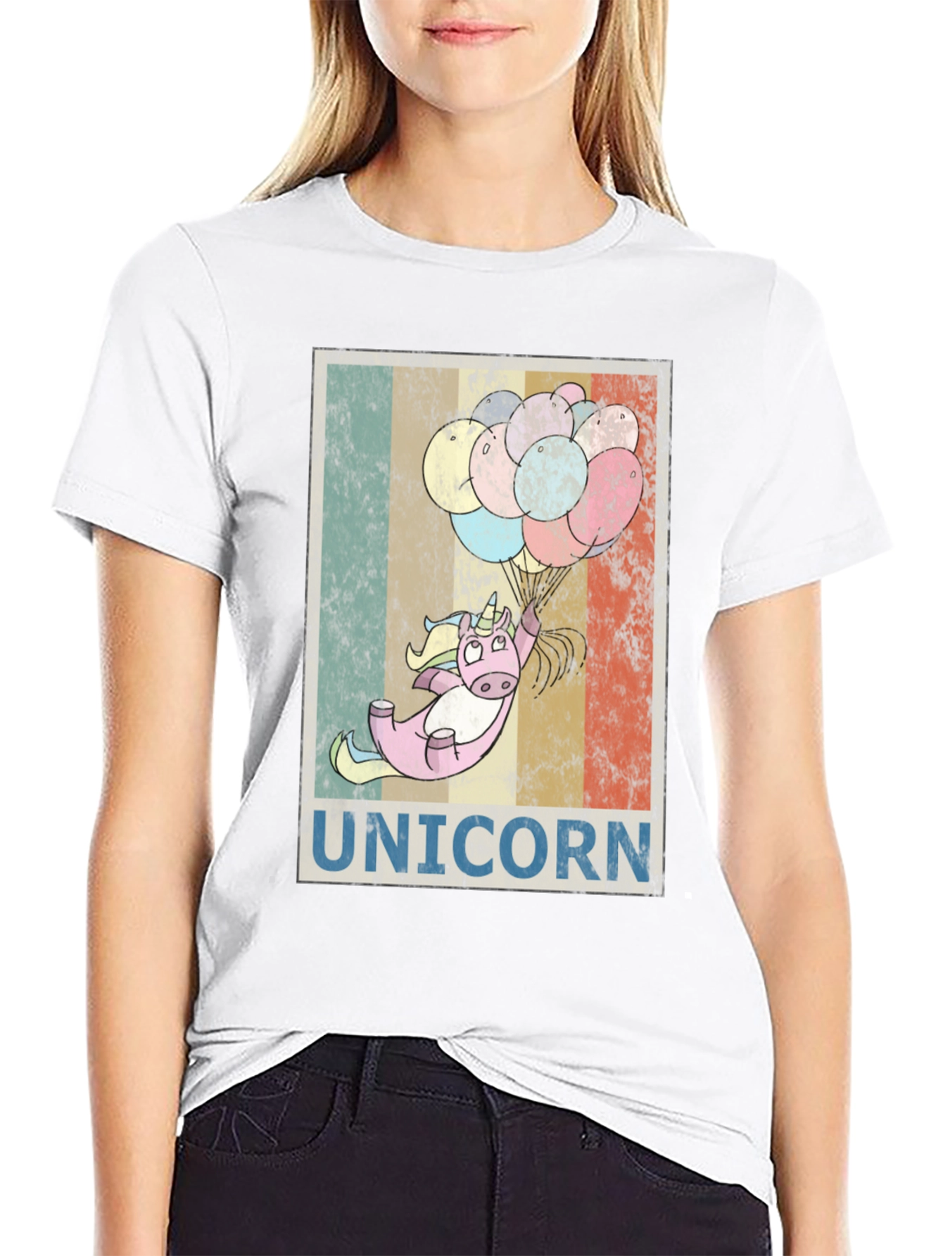 Black Unicorn Balloons Graphic Tee - Black Cotton Blend view 9