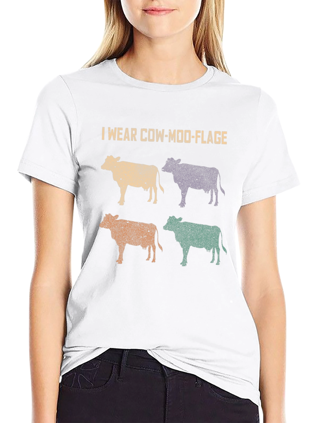 Black Cow-Moo-Flage Graphic T-Shirt - Novelty Farm Tee view 9