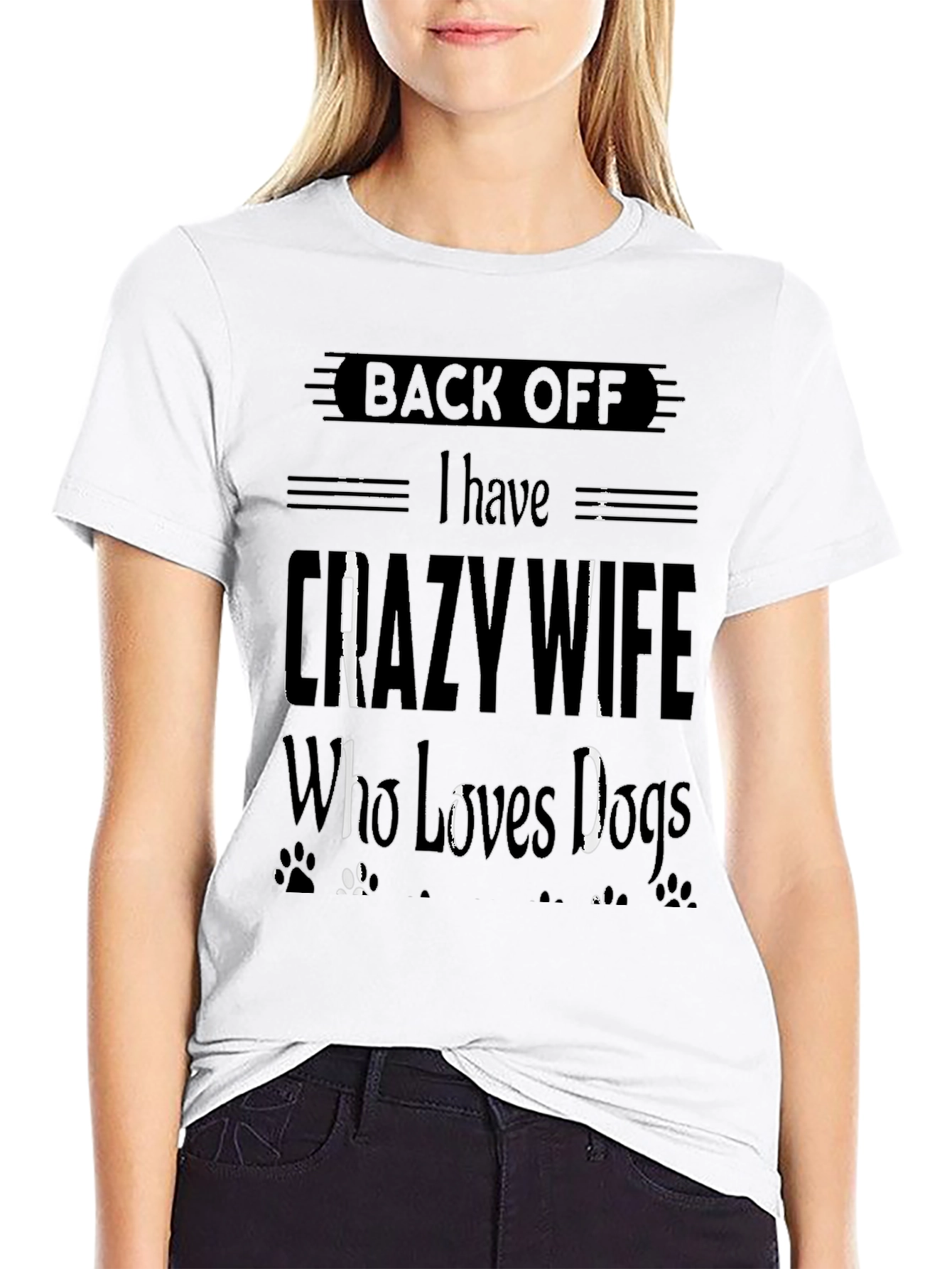 Black Crazy Wife Dog Lover Tee view 9