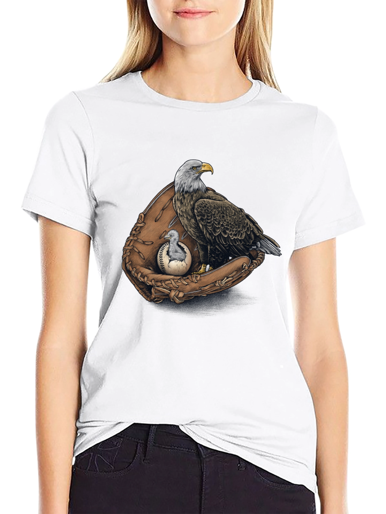 Black Eagle Baseball Glove Graphic Tee view 9