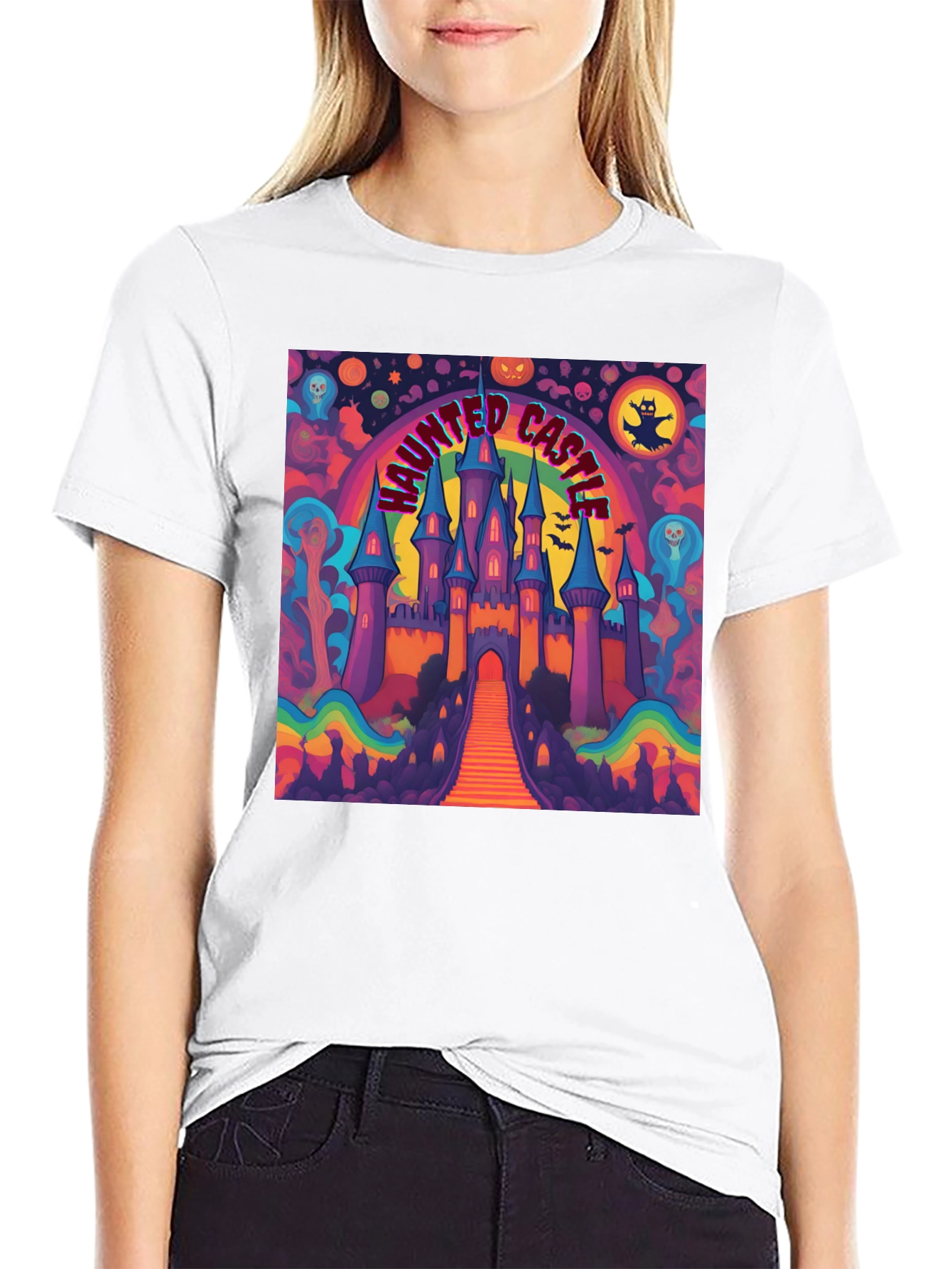 Black Haunted Castle Graphic Tee view 9