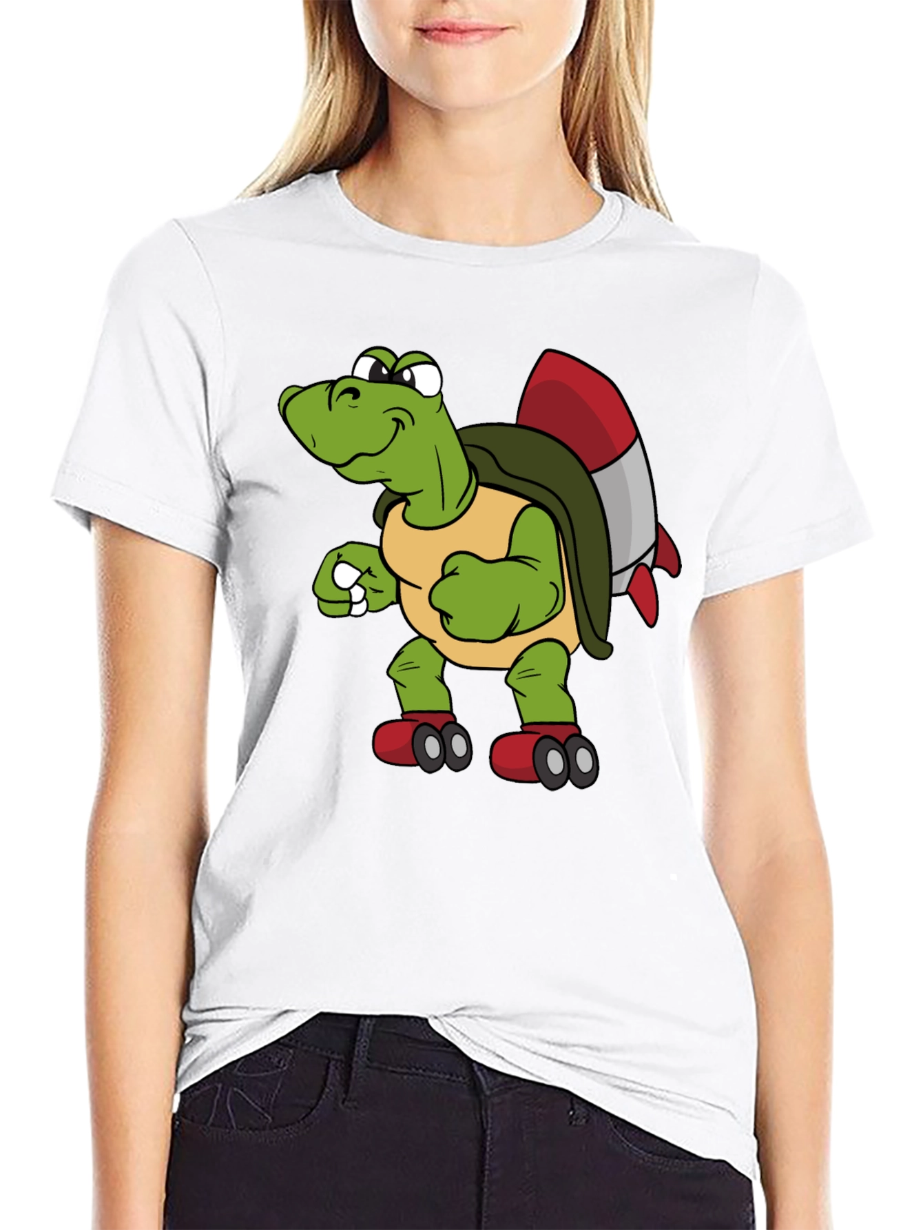 Black Turtle Rocket Shirt - Unique Cartoon Tee view 9