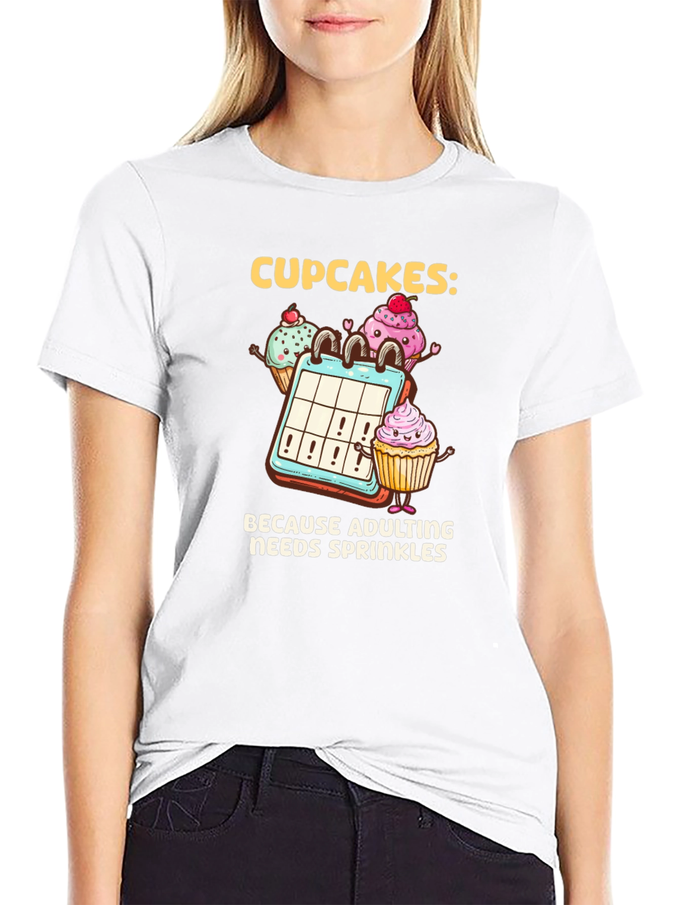 Black Cupcakes: Because Adulting Needs Sprinkles T-Shirt view 9