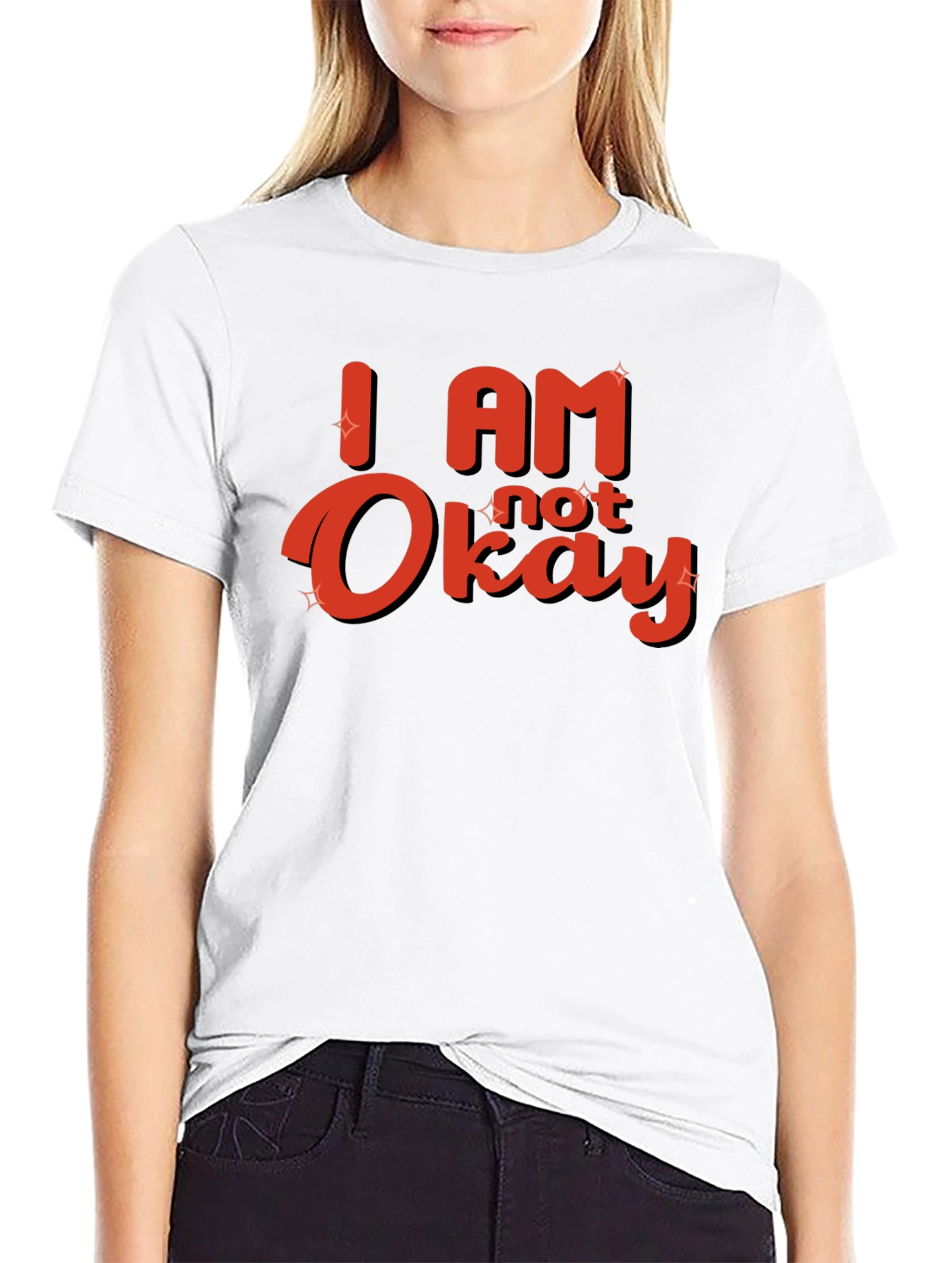 Black I Am Not Okay Graphic T-Shirt - Trendy Casual Tee view 9