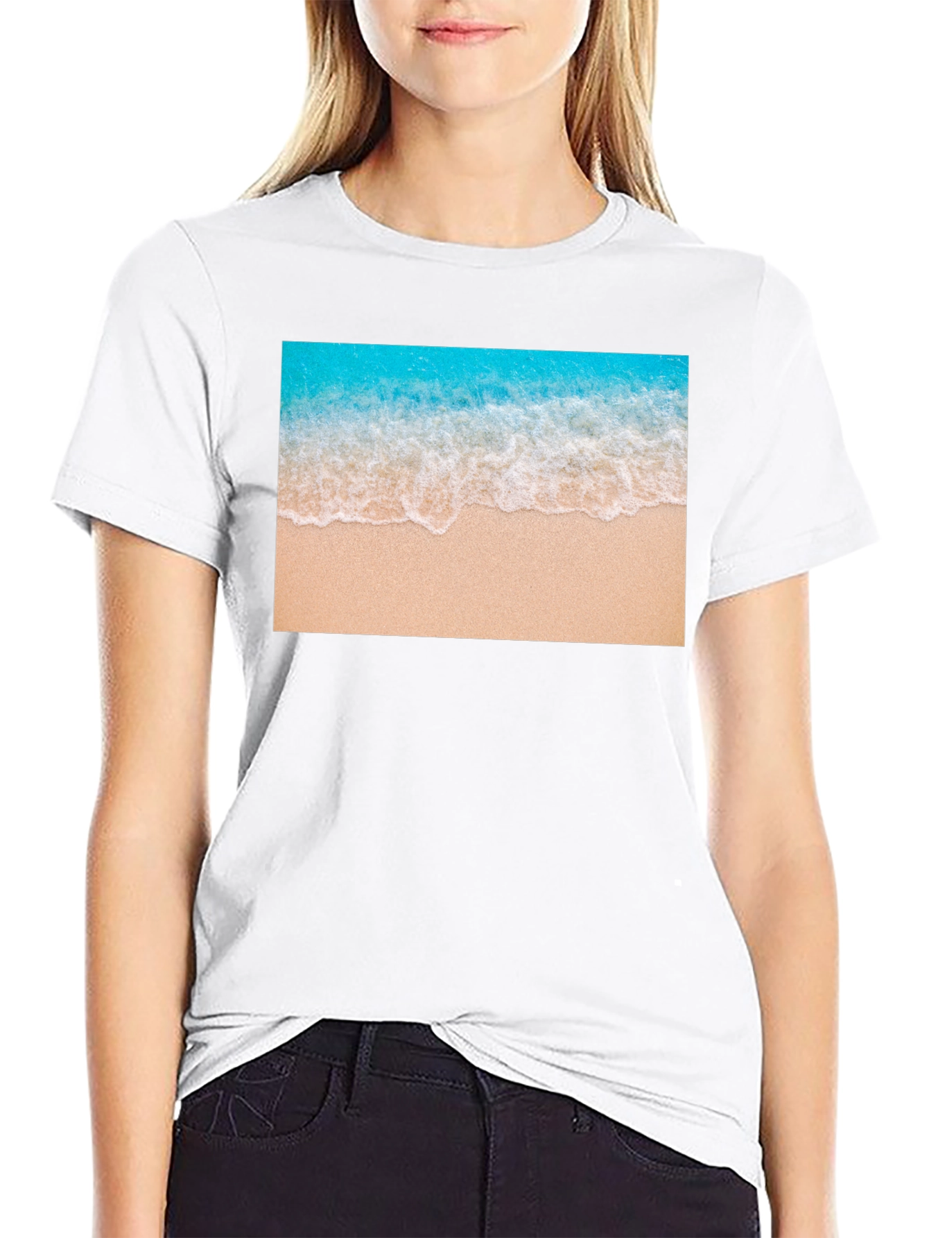 Black Beach Wave Graphic Black T-Shirt view 9